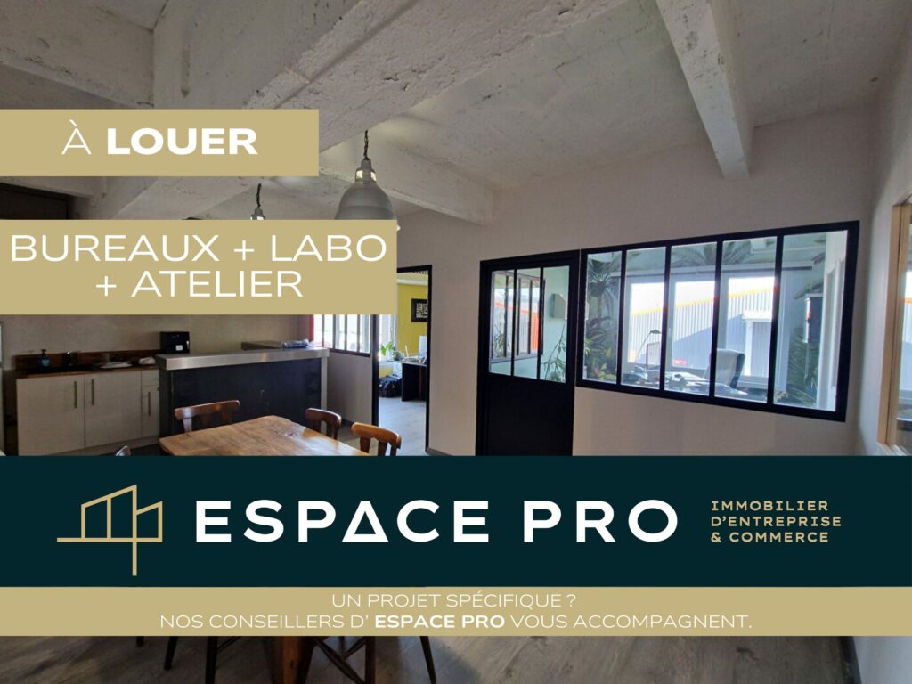 Est de Caen –  A LOUER – 480 m² de bureaux avec atelier