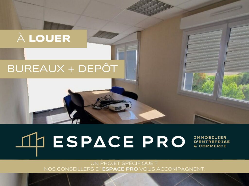 Sud de Caen – A LOUER – Bureaux avec dépôt environ 180 m²