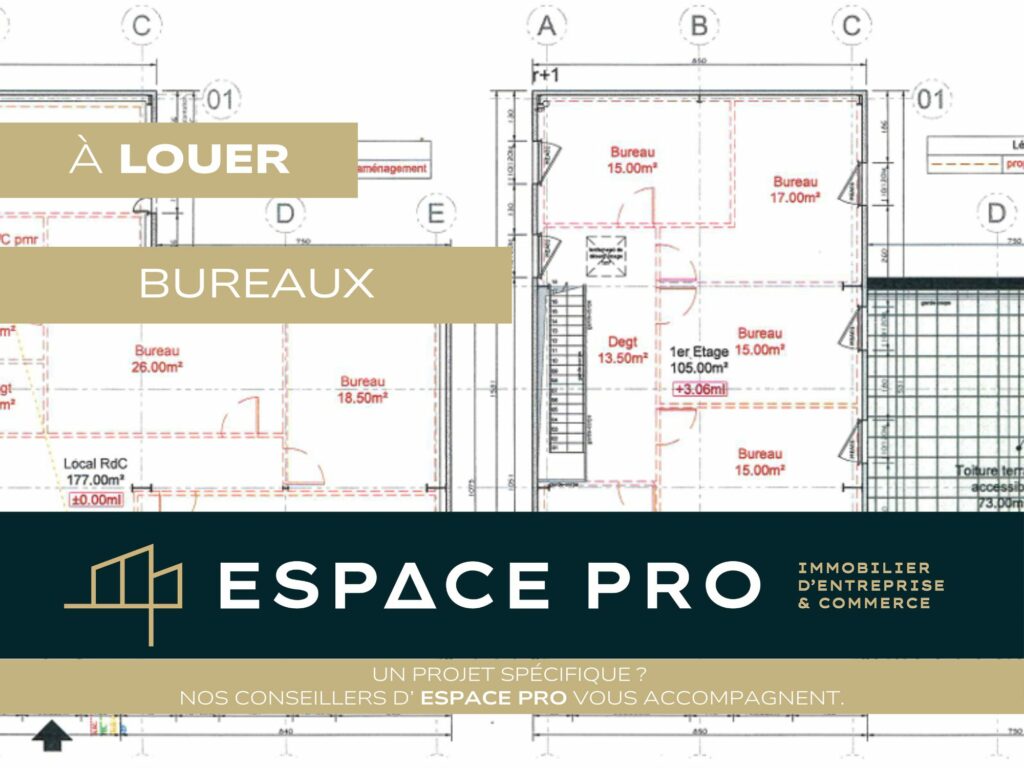 Sud de Caen – A LOUER – 280 m² de bureaux neufs sur 2 niveaux